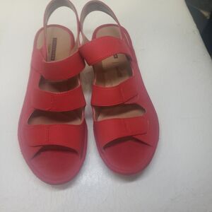 Clarks Collection Reedly Juno wedge sandals red nubuck 7.5 W LLL